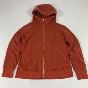 Lululemon Scuba Hoodie Sweatshirt Womens Medium Rust Red Full Zip Thumbholes
